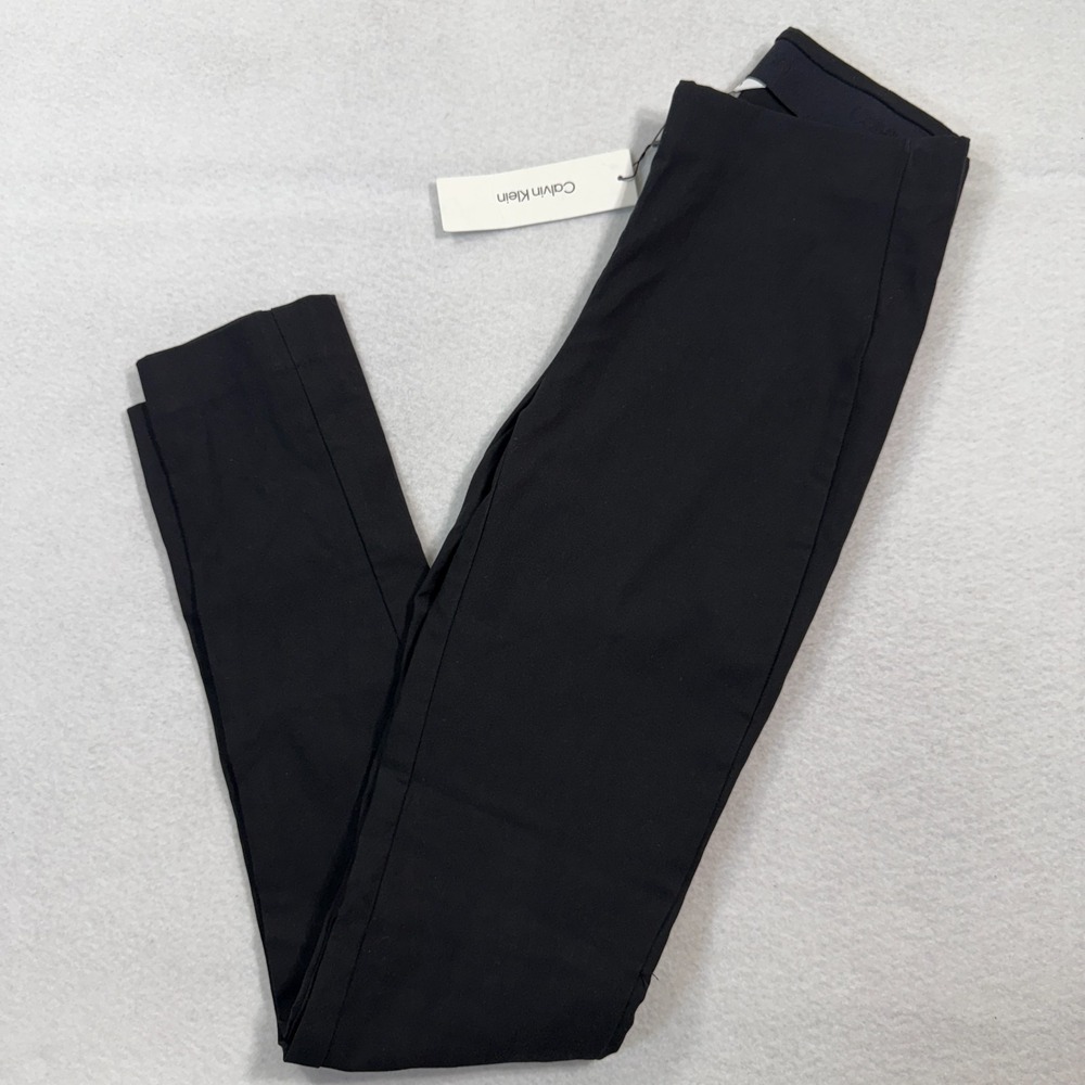 Calvin Klein Pants Women XS Black Skinny Stretch Mid Rise Pull-On Casual Sleek - Picture 1 of 9